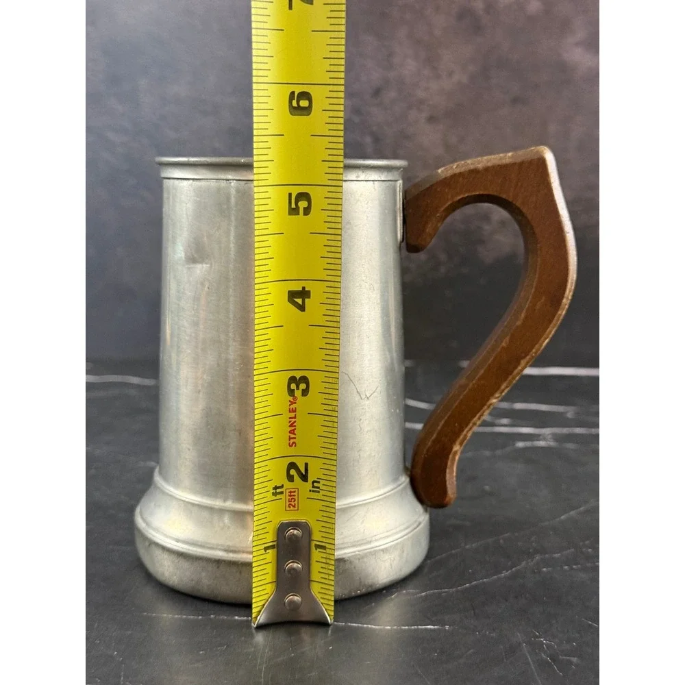 VTG International Pewter Stein Tankard Wooden Handle 5 1/4in